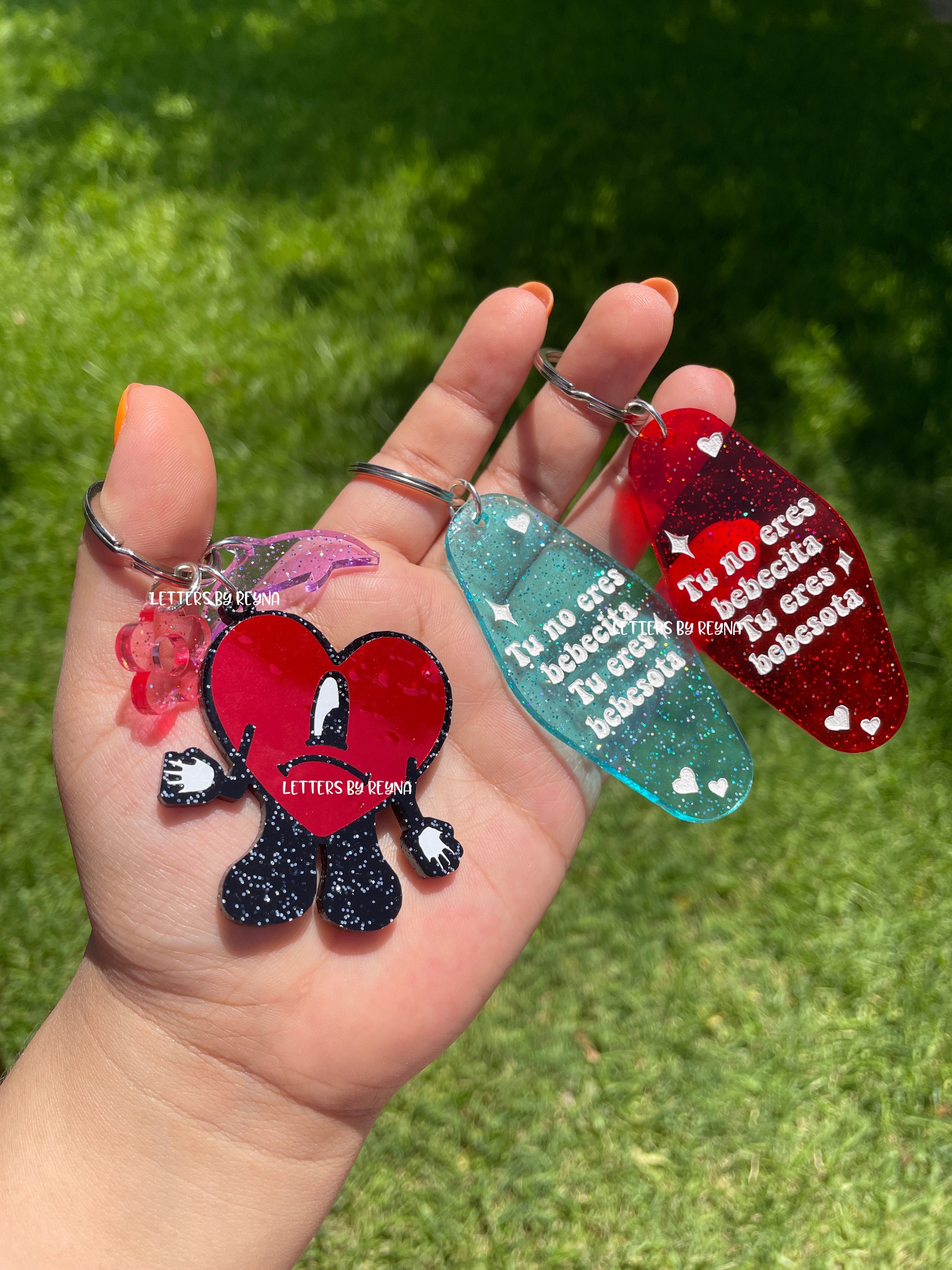 Louisiana Tech Colored Rhinestone Heart Keychain - Red