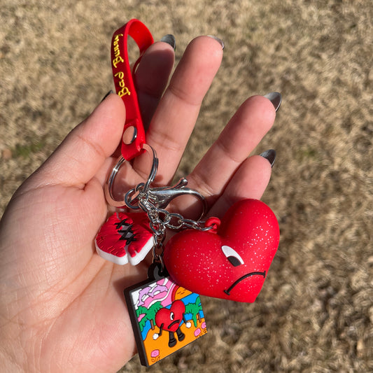 Red Glitter Benito Heart Keychain