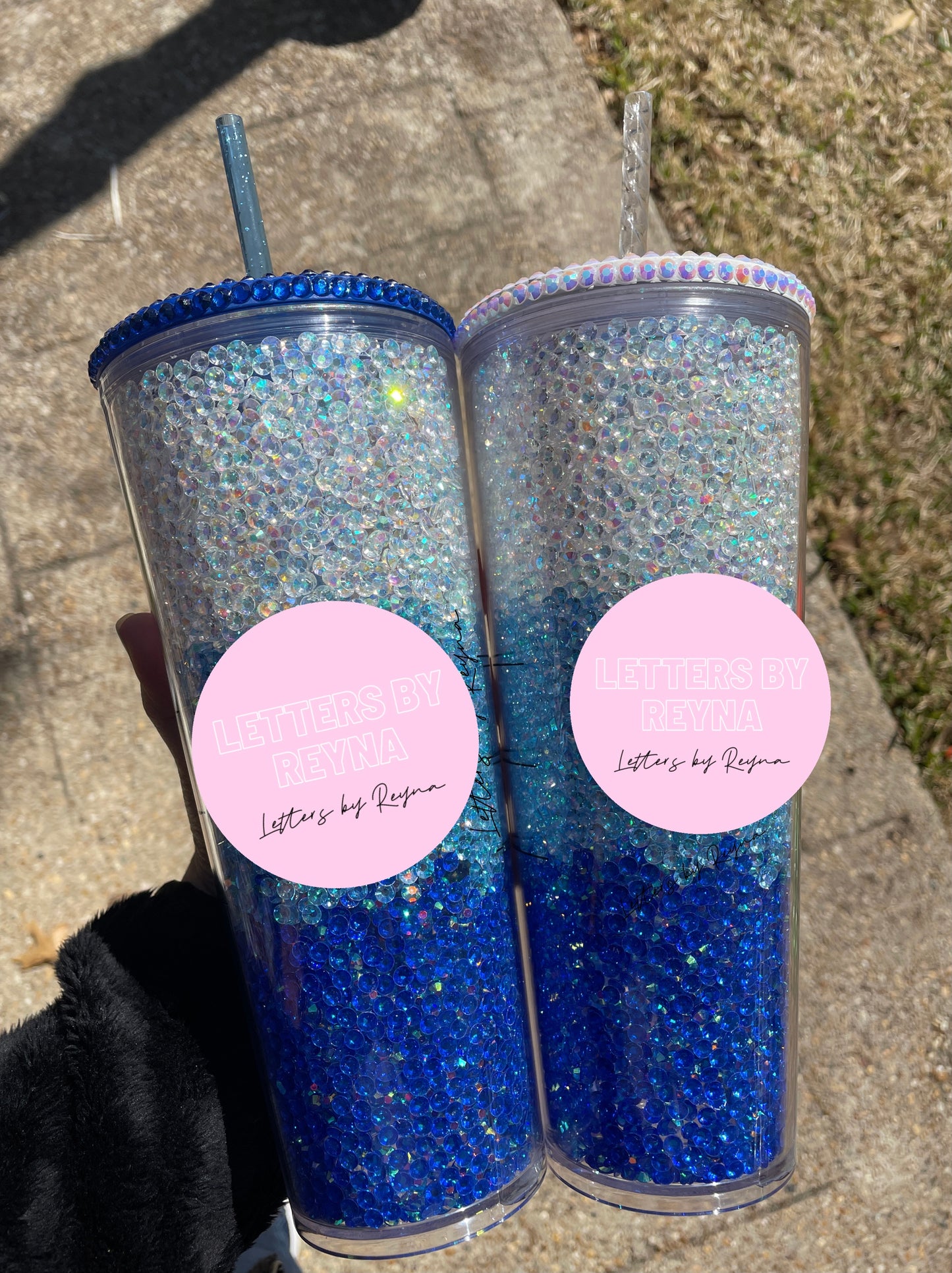 Blue Ombré Rhinestone Tumbler